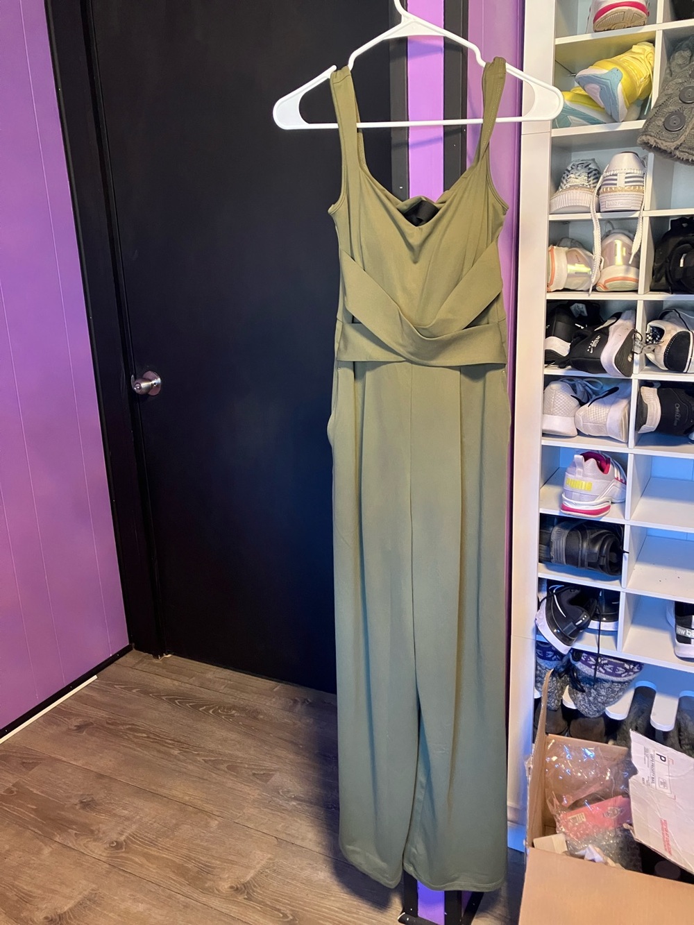 HALARA Olive Draped Wide-Leg Jumpsuit